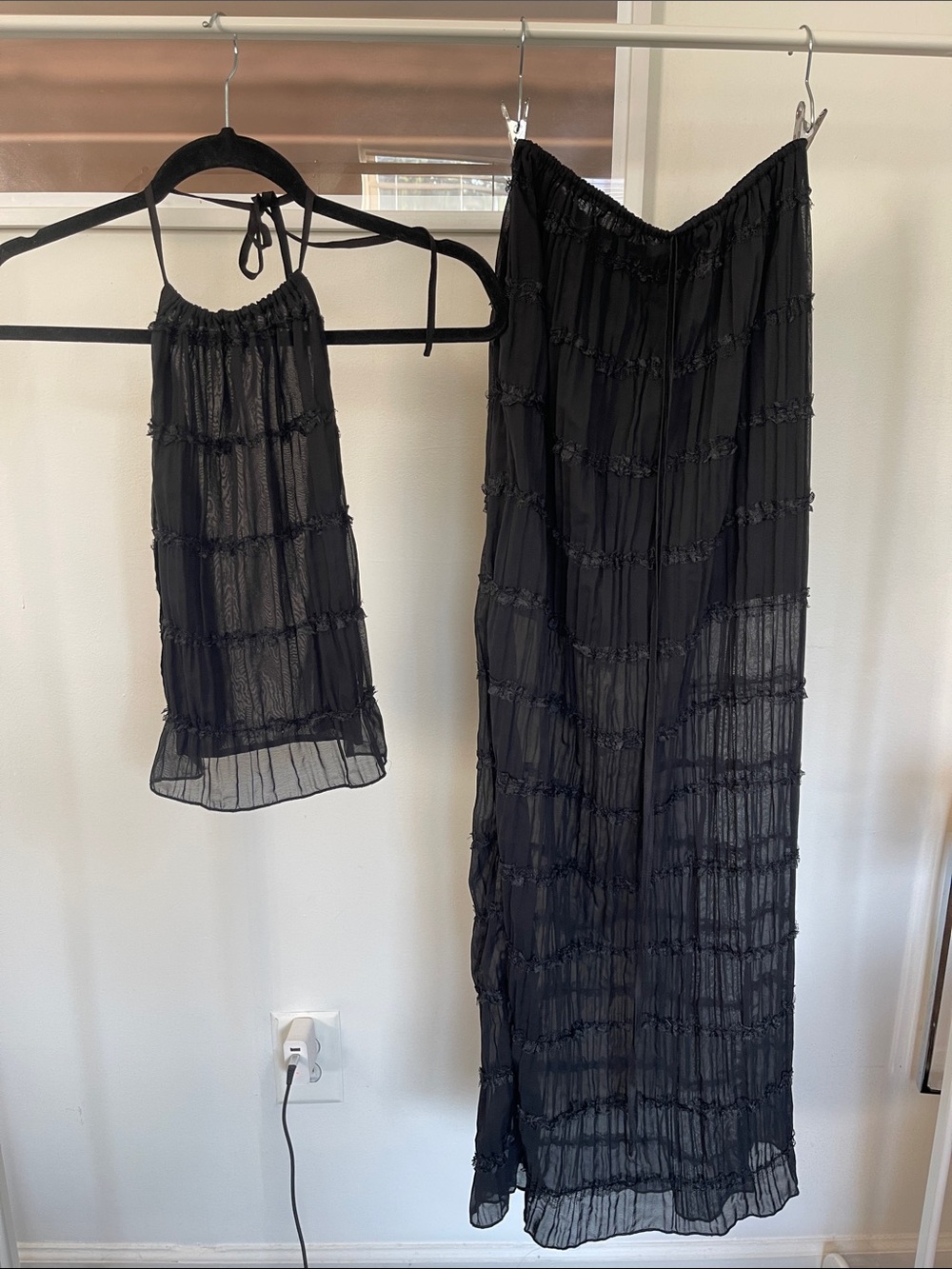 Black Sheer Two-Piece Maxi Dress Set
